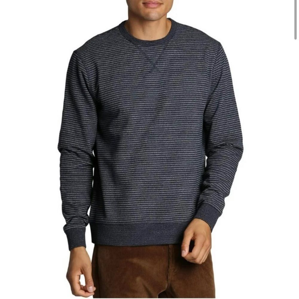 NWT Jachs New York Blue Fleece Stripe Crewneck Sweatshirt Size Small